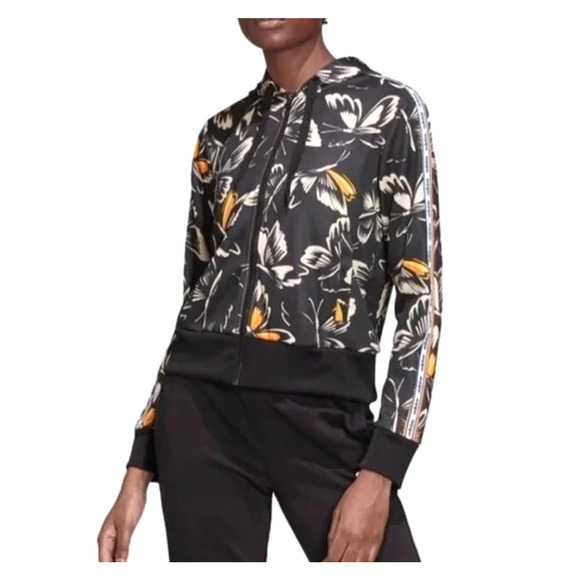 Adidas X Farm Rio Black Butterfly Hooded Streetwear Active Retro Track Jacket XL - Picture 1 of 13